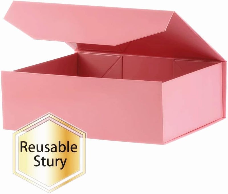 PACKGILO 5 Pink Large Gift Boxes with Lid 13x9x4 Inches, Bridesmaid Proposal Boxes, Hard Collapsible Gift Box with Magnetic Closure, Groomsman Box Reusable Gift Boxes for Clothes (Glossy Pink) - Image 5